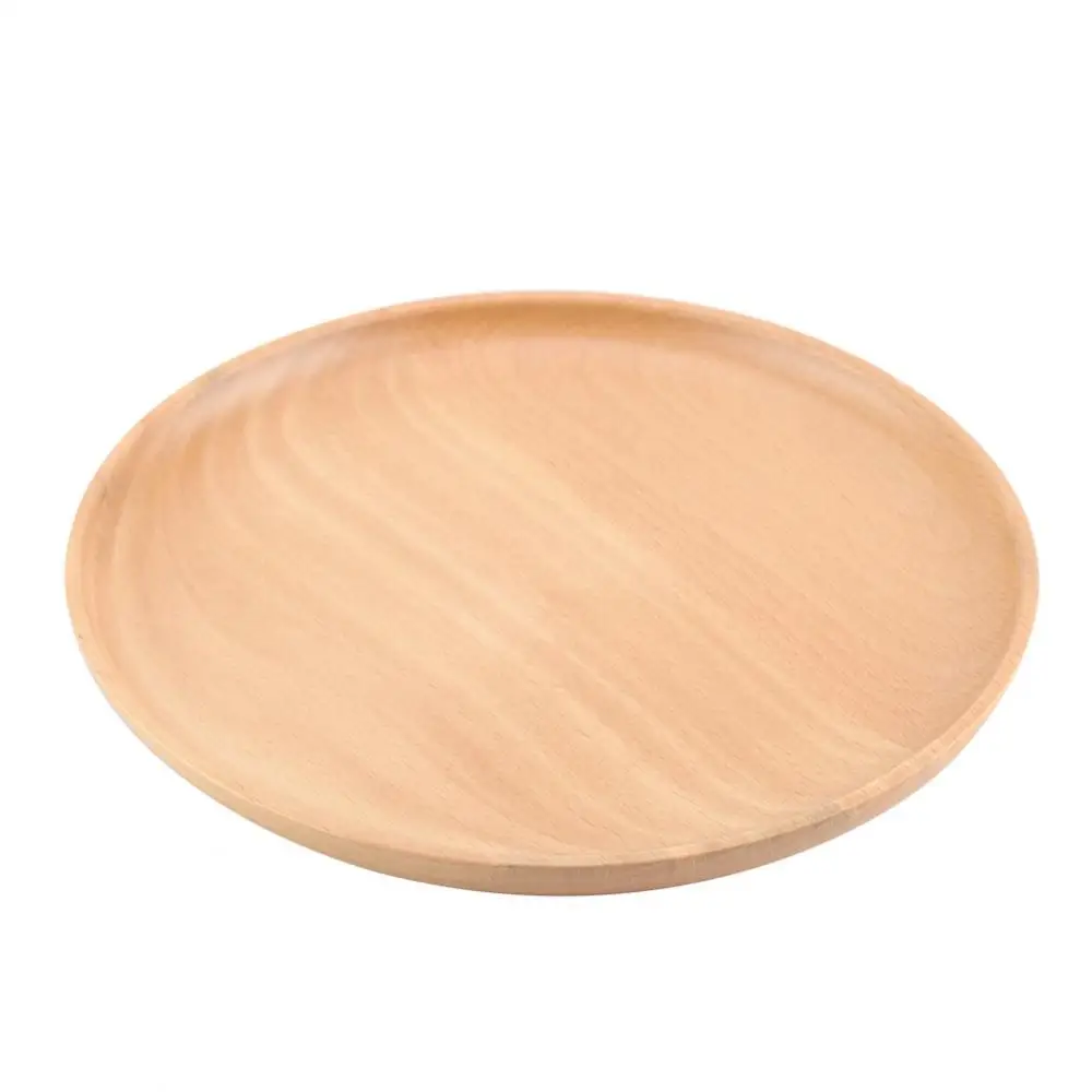 Экологически чистая буковая деревянная круглая тарелка фруктовая закуска конфеты десертная тарелка для ежедневного использования или подарки деревянный поднос