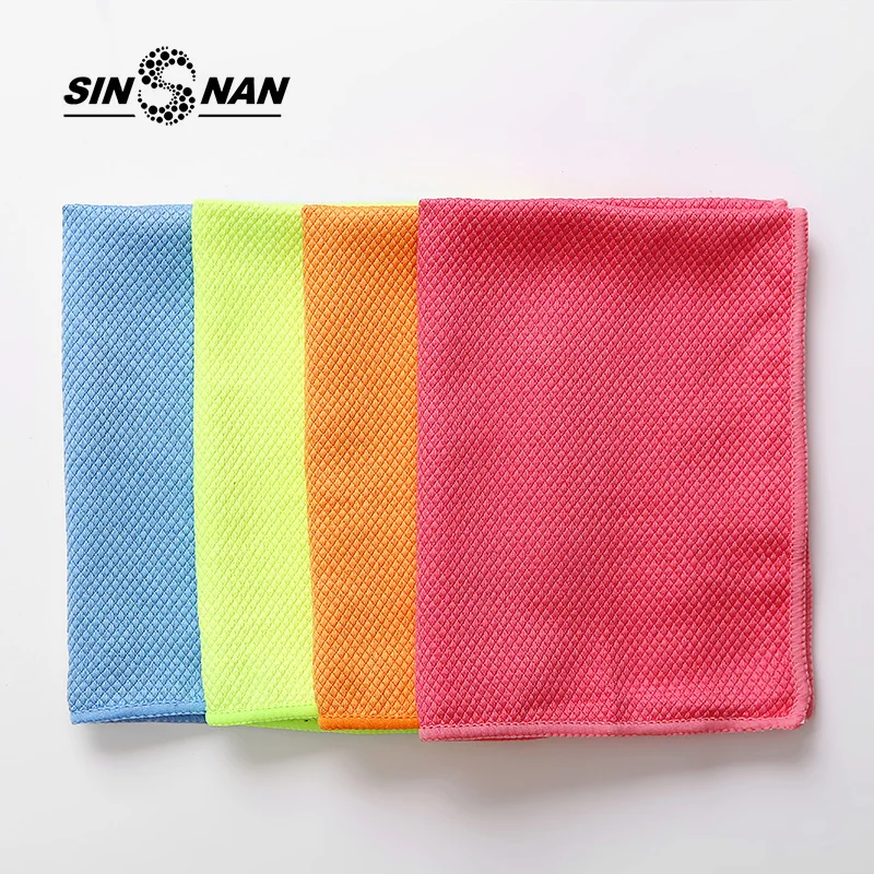 

SINSNAN 6PC New Solid Microfiber Fish Scale Grid Cloth For Kitchen Car Floor Washing Windows Glass Rag Multi-purpose Dishcloth