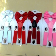 Однотонный Детский комплект с ремнем и галстуком-бабочкой, для маленьких мальчиков и девочек, подтяжки, застежка на Y-Back, подтяжки, галстук-бабочка, эластичный Детский Регулируемый костюм