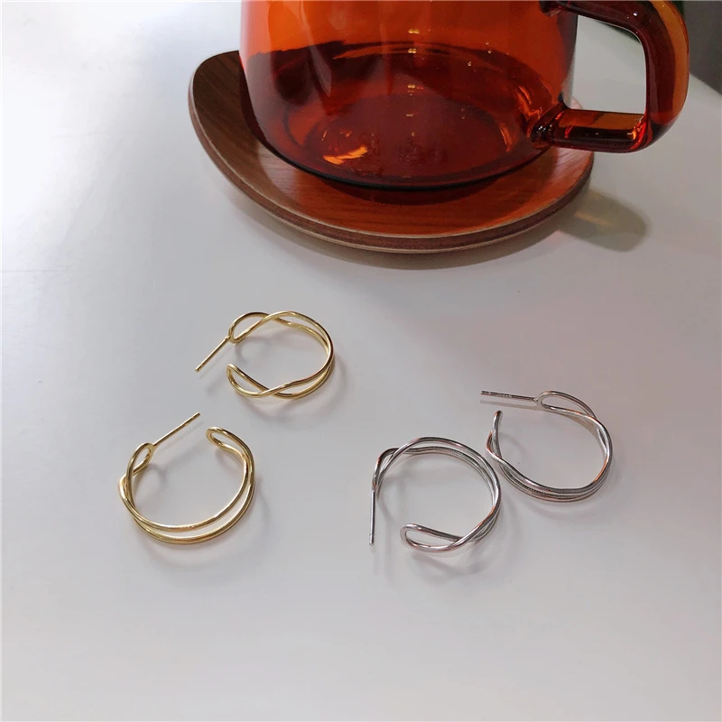 925 пробы серебряные хип-хоп круглые серьги для женщин большой круг твист пирсинг кольцо серьги Прямая поставка поставщиков