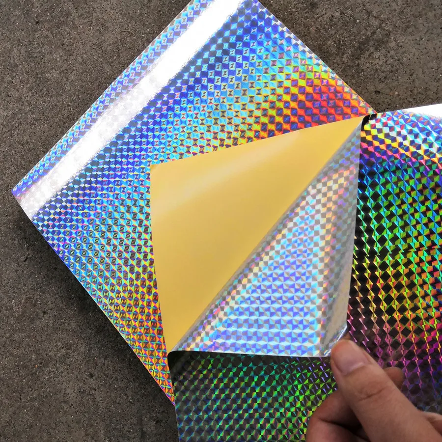 

30Sheets Adhesive Silver Lattice Holographic Film 21cm x 29cmFlash Tape For Fishing Lure Materail Metal Hard Baits Hooks Sticker