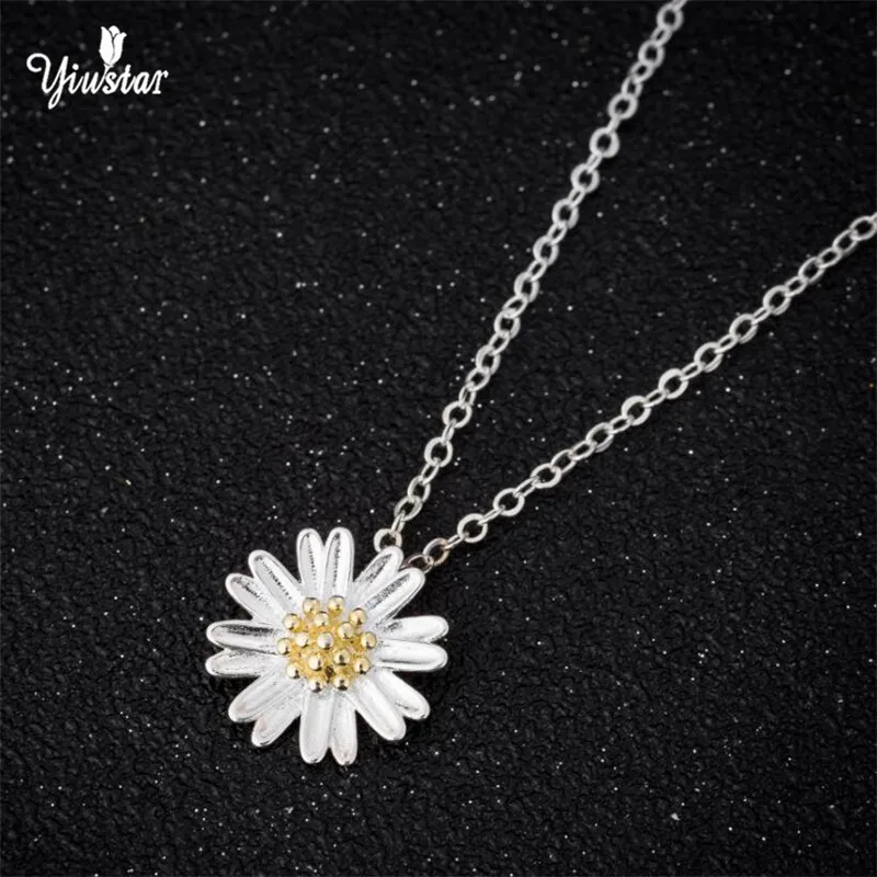 yiustar Daisies Necklaces &Pendants For Women Gerbera Chrysanthemum Necklace Daisy Necklace Jewelry Collar Colar de Plata