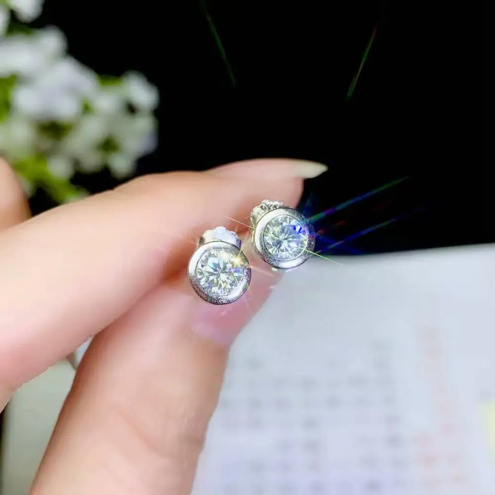 Женские серьги с блестящим кристаллом moissanite из серебра для подарка на день