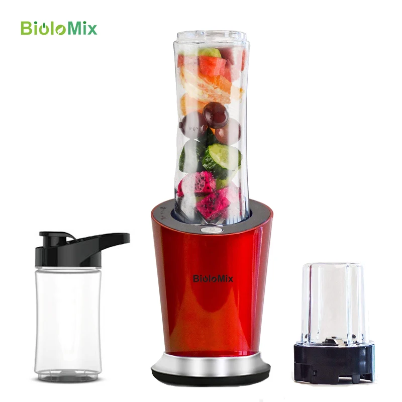 Baratos BPA libre 300W portátil Personal Mini licuadora de alimentos batidos mezclador exprimidor 600ml botella 400ml taza y molinillo de 100ml