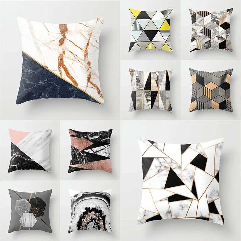 

Yellow Geometric Printed Arrow Cushion Covers Patchwork Pillow Cover Sofa Polyester Pillowcases 45 * 45 Cushions Home Decor Room