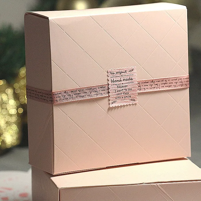 

DHL free shipping 12*12*4.2cm Pink Diamond lattice Food gift Boxes,Cake box Biscuit Packaging 100piece\lot