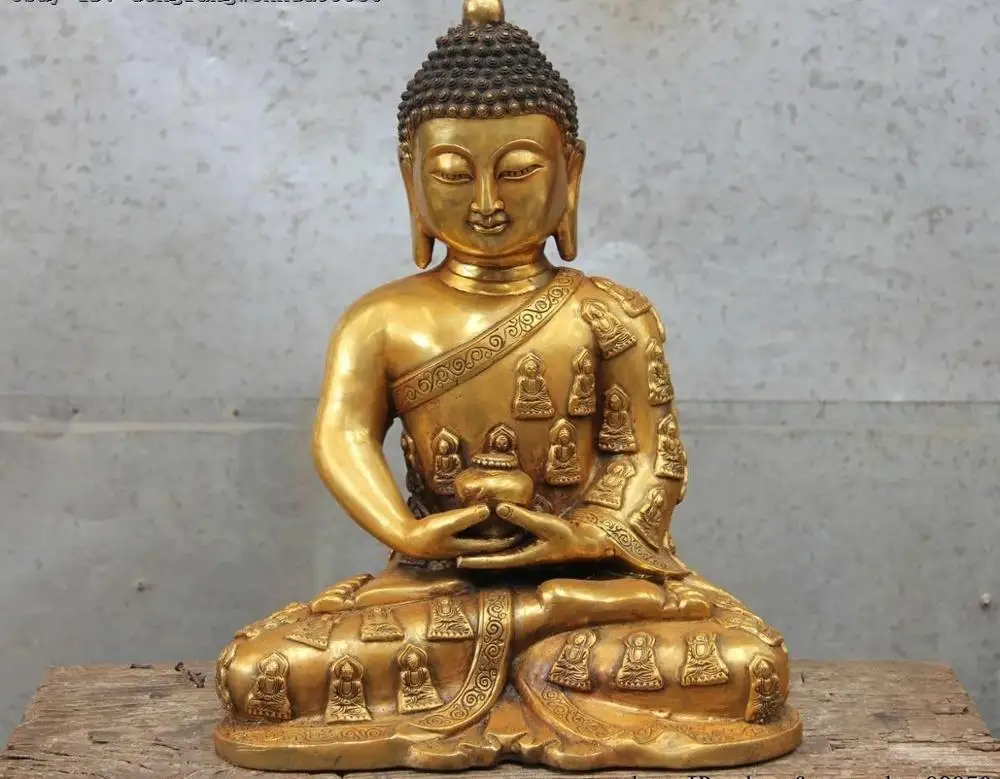 

China Buddhism Folk Temple Bronze Tathagata Sakyamuni Shakyamuni Buddha Statue