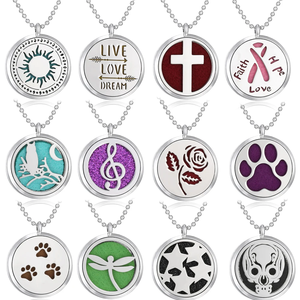 

Tree of Life Aromatherapy Locket Necklace Stainless Steel Open Lockets Pendants Aroma Perfume Essential Oil Diffuser Necklace