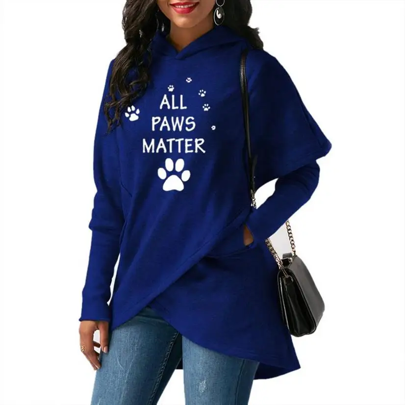  Split Hoodies For Women Paw Animal Print Sweatshirts Kawaii Hoodies Femmes Loose Girls Frauen Youth