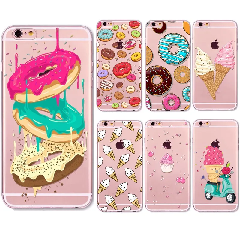 

For Funda iphone 8 plus Silicona Phone Back Case Colorful Donut Art Ice Cream Soft TPU Thin Cover For iphone 6s 6 7 8 se 5s 5