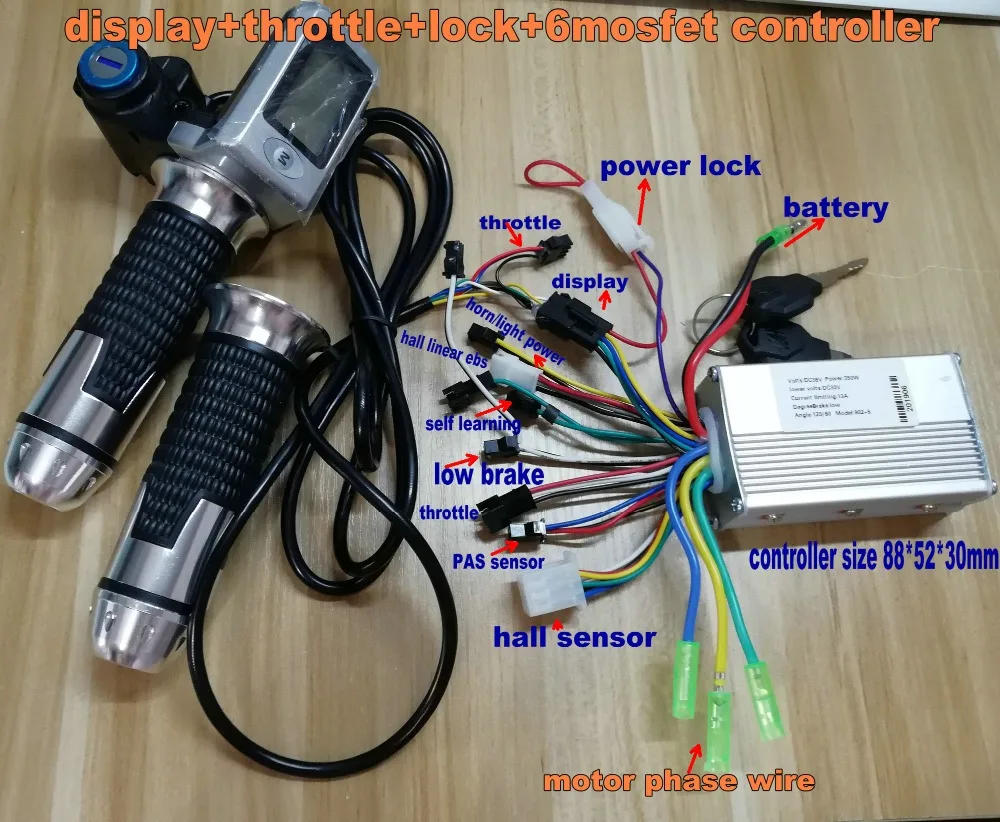 ЖК-дисплей 36v48v с акселератором+ контроллер BLDC 350 Вт Электрический велосипед Скутер трехколесный велосипед ATV mtb части руля ручки