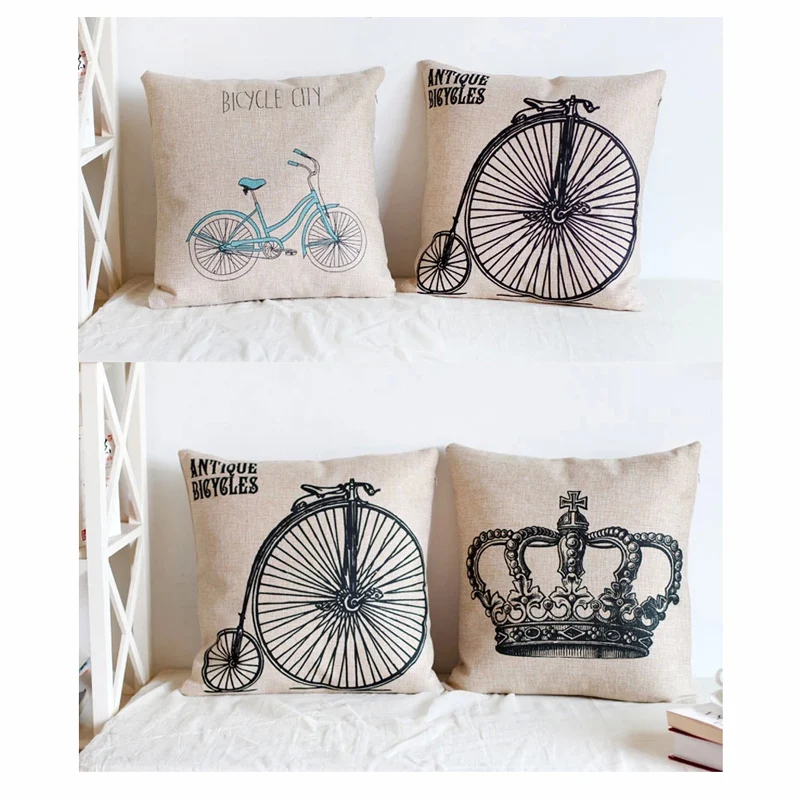 18" Square Vintage British Cotton Linen Cushion Cover Sofa Decorative