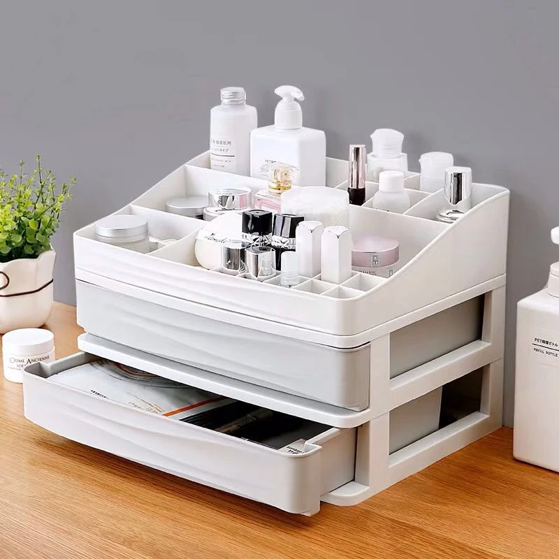 Multi Layer Plastic Cosmetic Drawer Organizer Makeup Storage Box