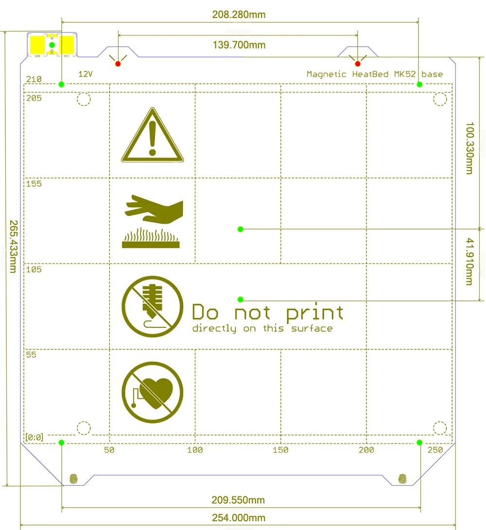 24 В/12 В клон Prusa i3 MK3 3d принтер с подогревом кровать Магнитная MK52 heatкровать с термистором Монтажный набор