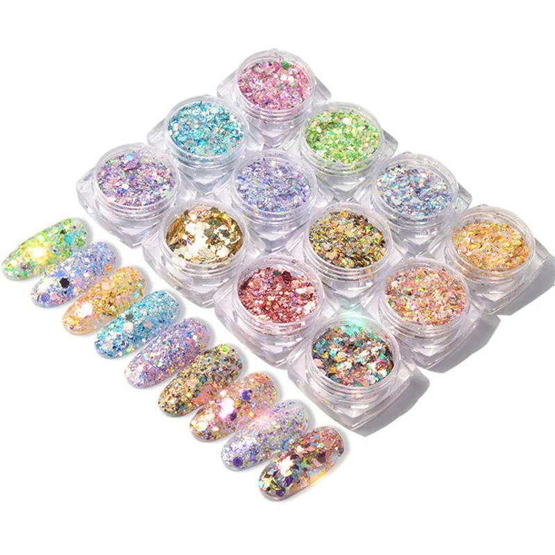 New Shining Light Onion Powder Ultra-thin Nail Glitter Sequins Fashion Colorful Glitter Acrylic Powders For Nail Art