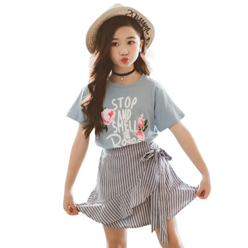 

Children Clothing 2019 Korean Summer Girls Clothes T-shirt Skirt 2pcs Kids Clothes Sport Suit Tracksuit For Girls Clothing Sets