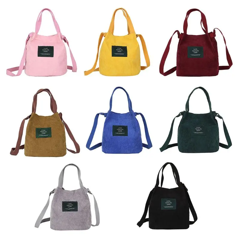 

1Pc Vintage Women's Corduroy Handbag Shoulder Messenger Bag Satchel Tote Purse Crossbody Bags For Girls Female
