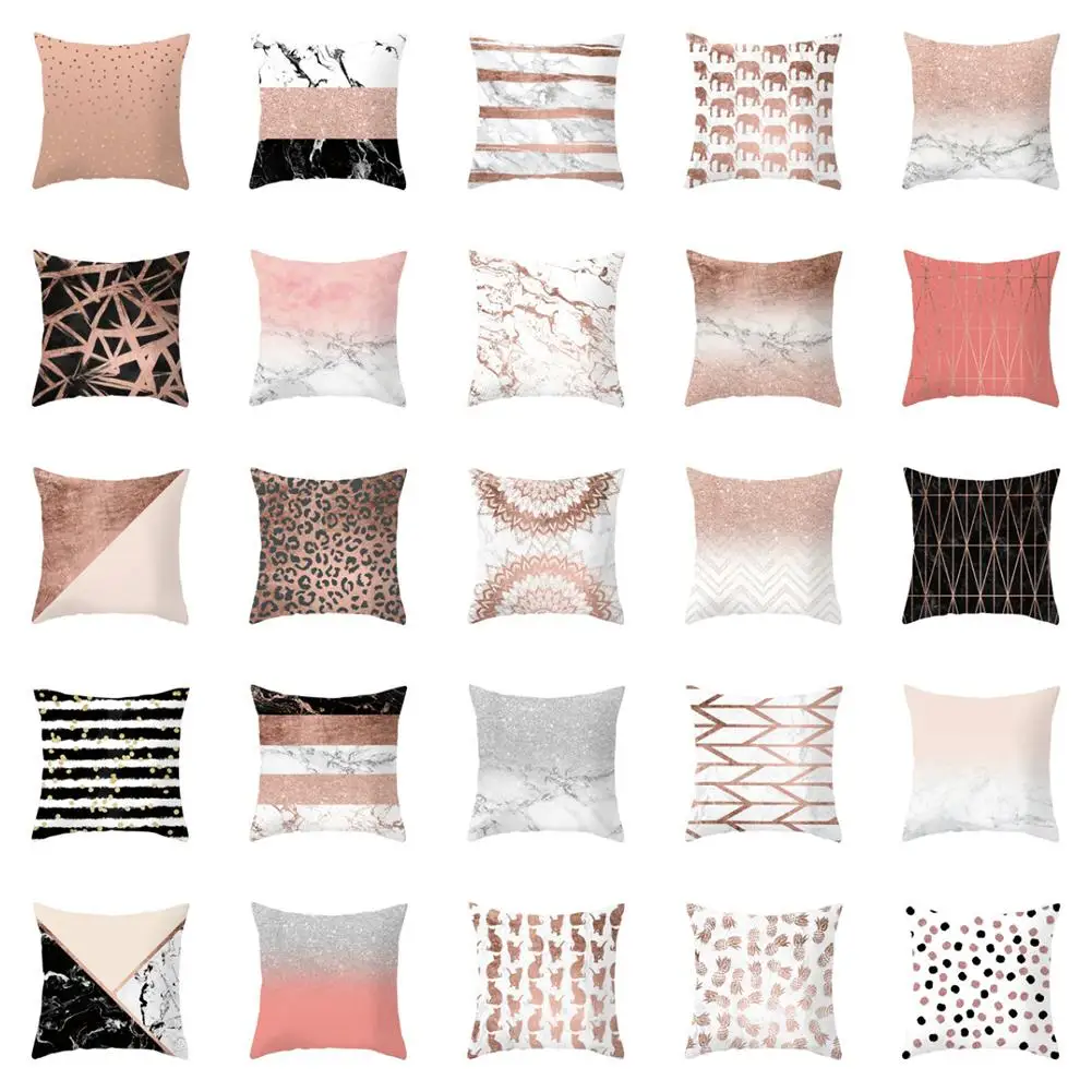 

Rose Gold Pillowcase Cushion Cover Square Pillowcase Soft Throw Covers Pillow Case For Home Sofa Couch Home Decoration