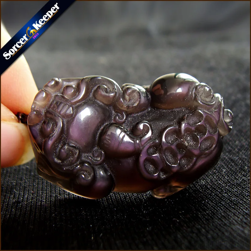 Hand Carved Brave Troops Men Jewelry Pink Natural Rainbow Obsidian Stone Pendant Necklace Wholesale Fashion Crystal Beads PS468