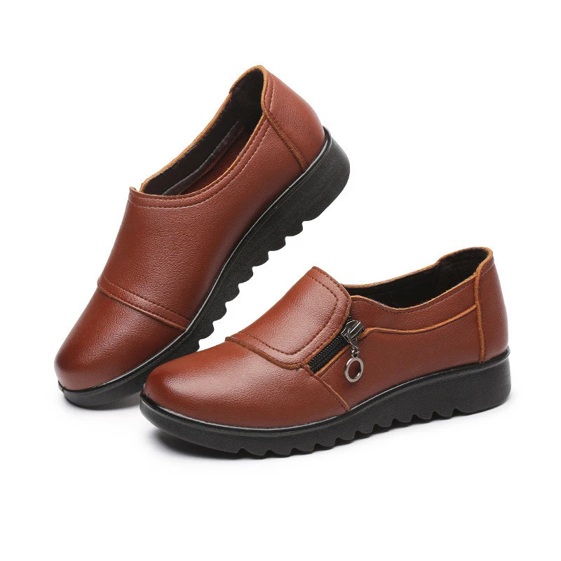 

Dropshipping Autumn Women's Shoes Fashion Casual Women Leather Shoes Ladies Slip on Comfortable Work Shoes Free Ship Plus Size