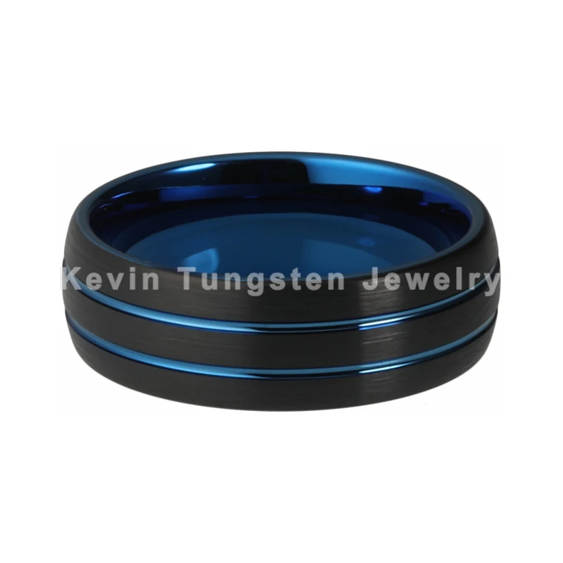 Вольфрамовое Кольцо мужское черное синее обручальное кольцо для мужчин и женщин куполообразные края удобная посадка