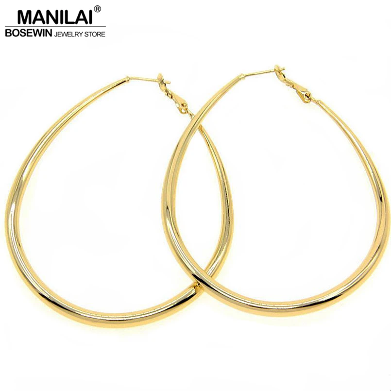 

MANILAI Fashion Female Jewelry 65*50mm Big Alloy Hoop Earrings Statement Jewelry For Women Costume Accessories FE043