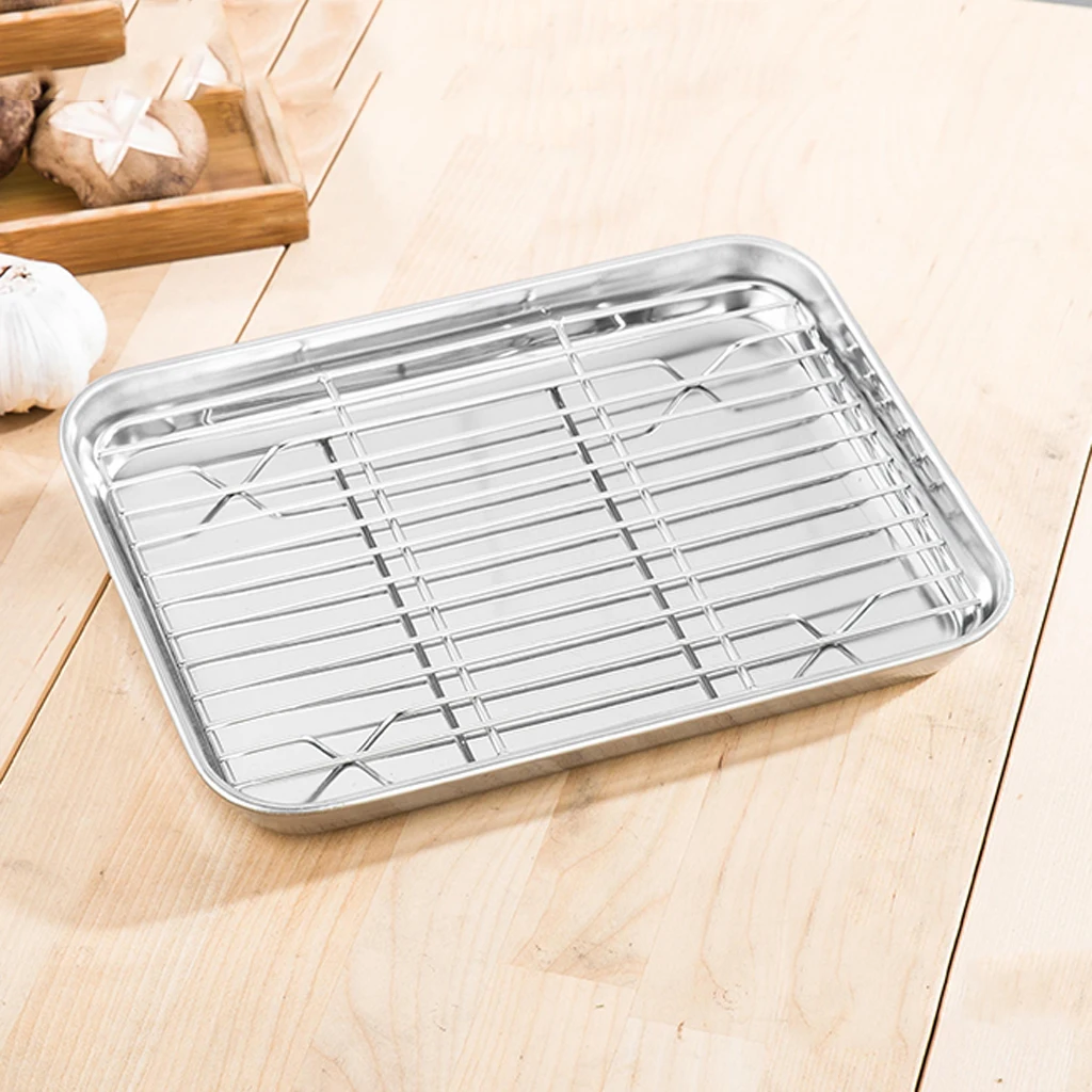Stainless Steel Baking Tray & Removable Cooling Rack Set