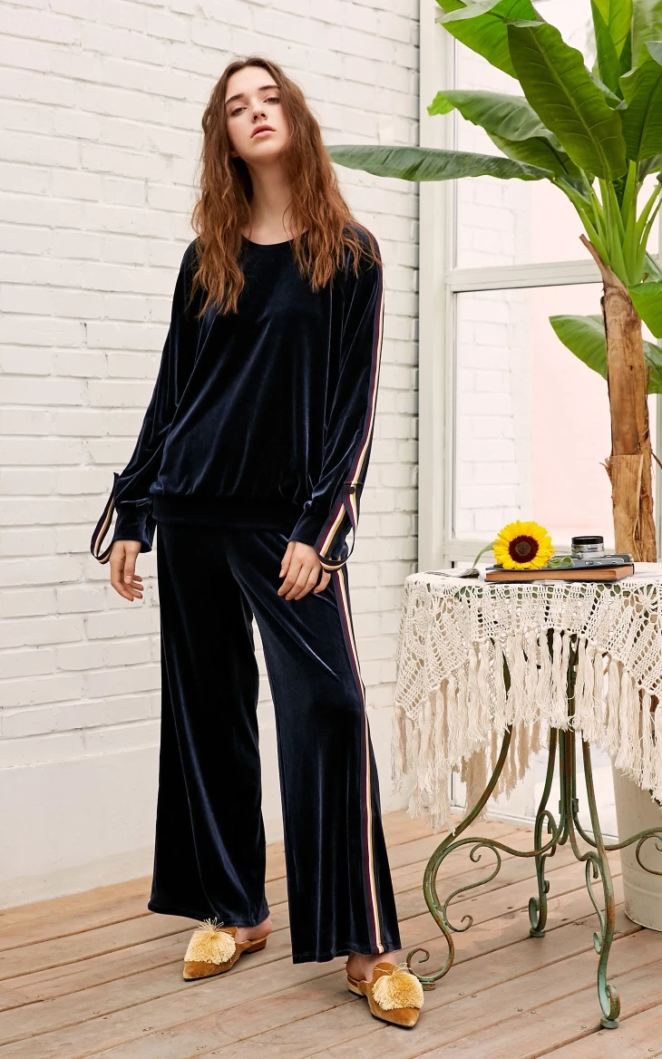 Vero Moda новые спортивные штаны женские женские полосатые бархатные широкие повседневные брюки | 3184R2501