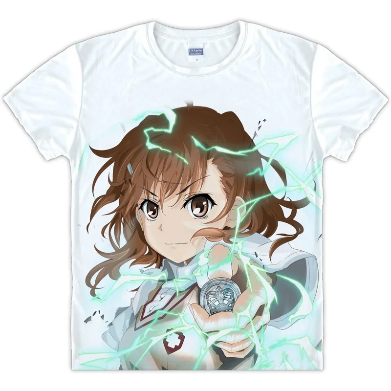 Новая мужская футболка аниме Toaru Kagaku no Railgun Misaka Mikoto одежда с коротким рукавом