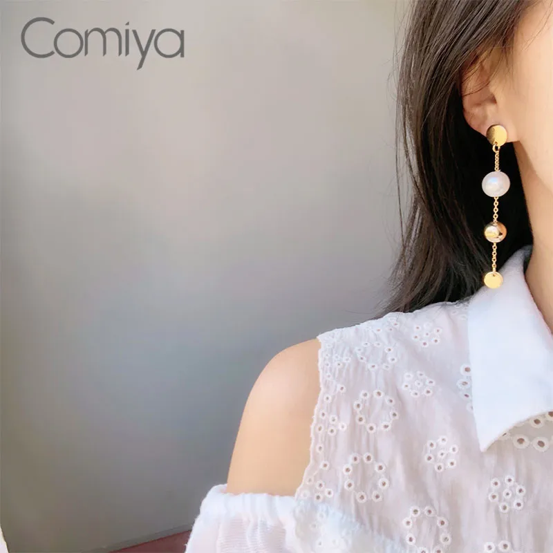 

Comiya Drop Earrings Women Long Acrylic Pearls Fashion Bijoux Zinc Alloy Links Chain Korean Jewelry Wedding Mujer Dangle Earrin