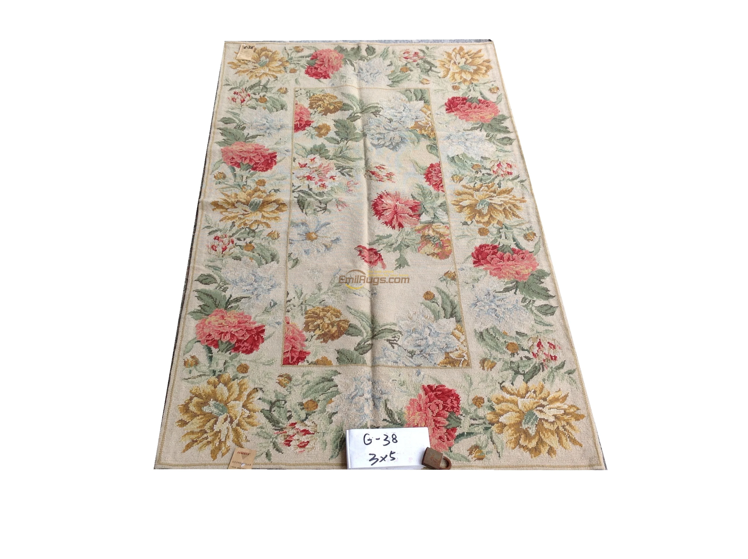 French Regional Rug With Large Needle Point Vintage Wool Needlepoint Floral Carpet Home Decore Luxury