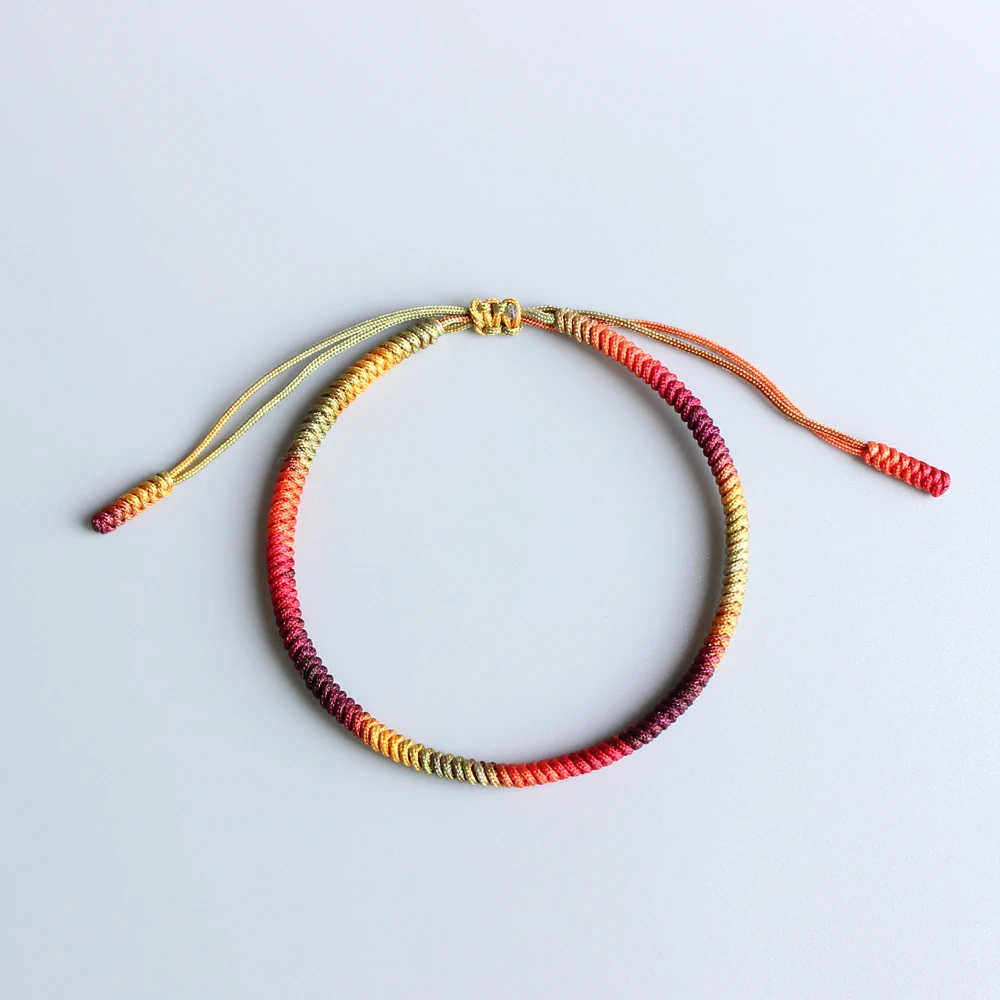 Плетеные Тибетские буддийские браслеты ручной работы узлы счастливая веревка Браслеты для Для женщин Для мужчин Буддизм плетенные украшения разноцветный браслет-мотивации