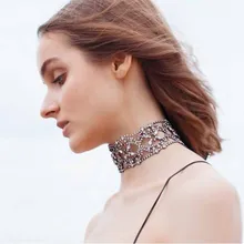 Dvacaman Brand New Luxury Crystal Wide Choker Necklace Women Fashion Flower Statement Necklace Jewelry Birthday Party Gifts NN84