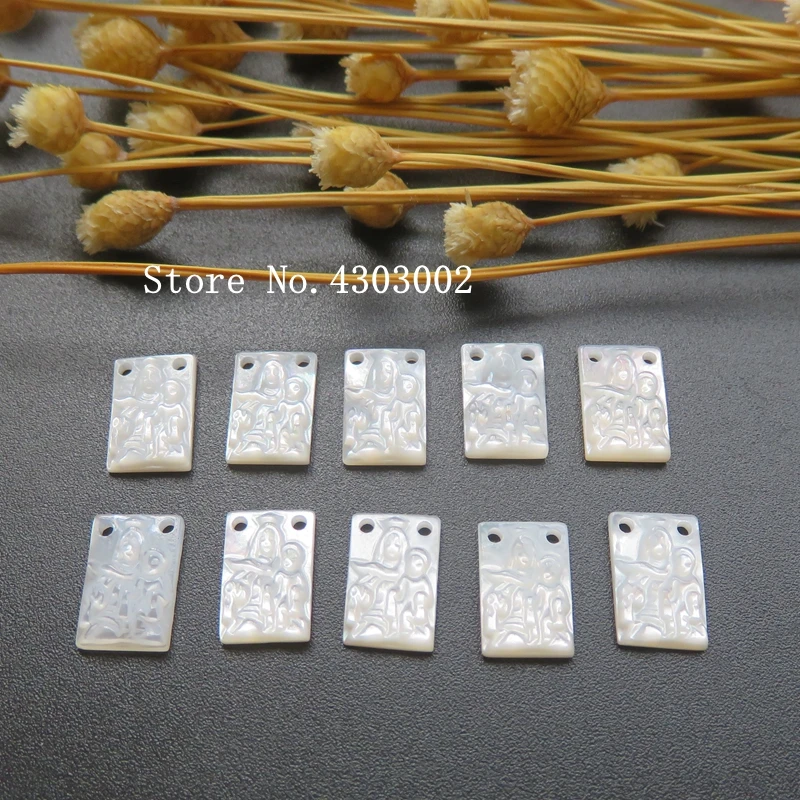 

20pcs/lot 8x11mm Natural Rectangle Lady of Mount Carmel Mother of Pearl Shell Madonna Mother Pearl MOP for DIY Jewelry