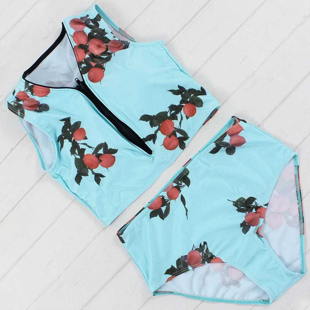 Танкини комплект бикини 2017 latast с рисунком вишни biquini Maillot De Bain Высокая Талия