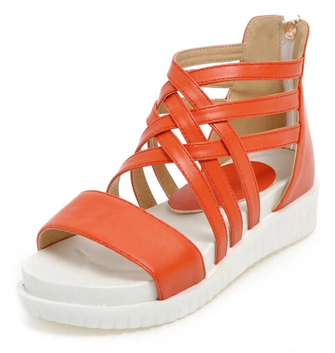 

New 2015 shoes women Sandals fashion Women shoes Summer Flats Sandals Cross straps Zipper Fashion Cute Sale