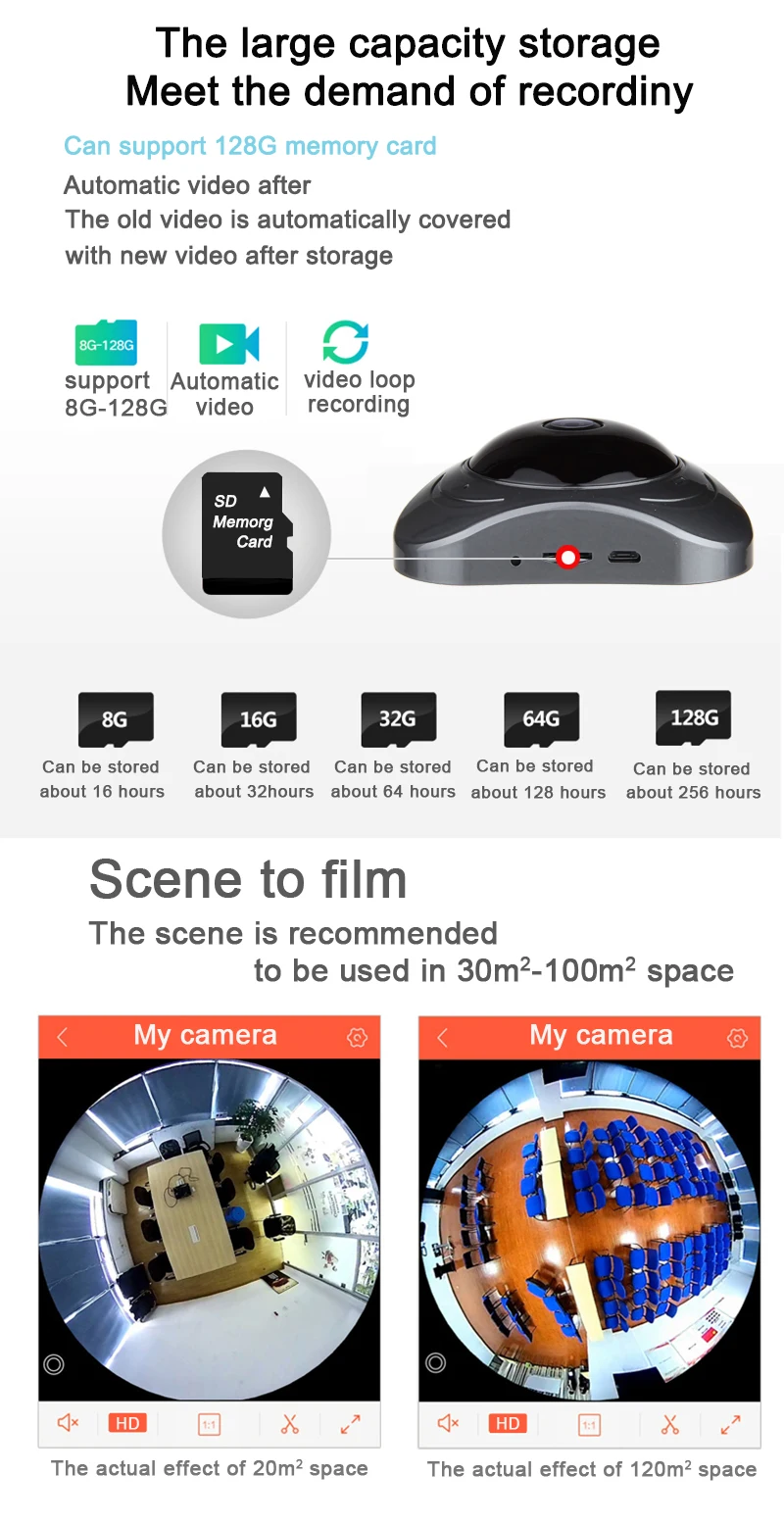 Graus de Áudio em Dois Noturna sem Fio Ouertech Visão Completa Wifi Sentidos Panorâmica 1.3mp Câmera ip Inteligente Apoio 64g Yoosee 360 8 Ouertech visão completa wifi 360 graus de