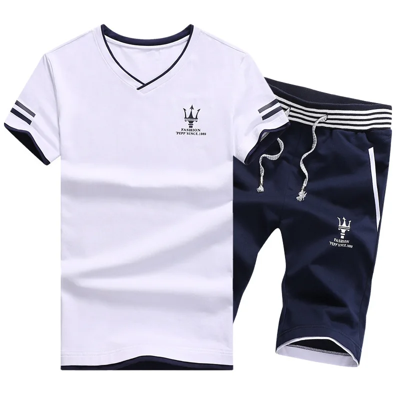 

Tracksuit Men Casual Brand Tee Shirts 2019 Summer New Fashion Sportsuit And Tee Shirt Set Mens T Shirt Shorts + Short Pants Male
