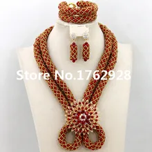 Очаровательный красный нигерийский Свадебный комплект ювелирных изделий индийский подарок для невесты комплект ювелирных изделий Горячая