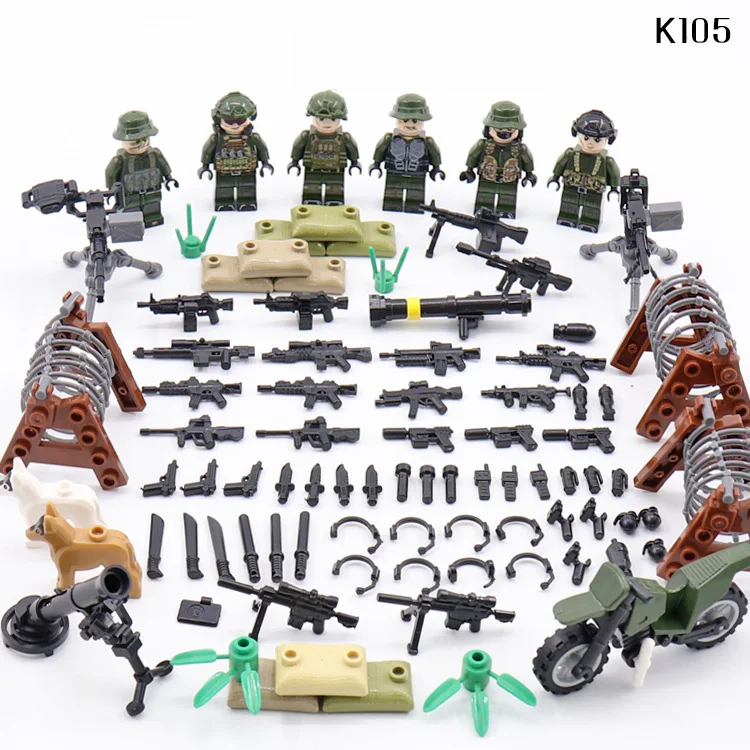 

Special Forces Legoinglys Military Minifigure Ww2 Navy Seals Team Landing War Building Blocks Mini Figures Weapons Gun Toys Gift