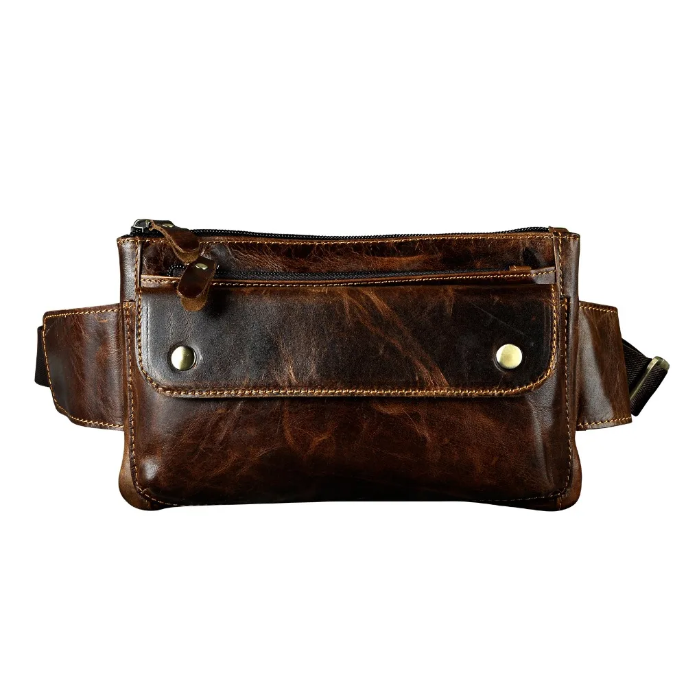 

Fashion Original Leather Unisex Crossbody Sling Bag Design Casual Travel Cigarette Case Pouch Fanny Waist Belt Bag Pack 8136