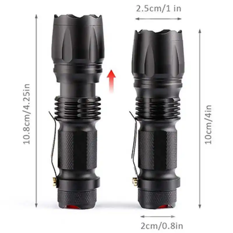 powerful led flashlight torch flashlight t6 Outdoor Flashlight Torch 3 modes Zoom Tactical 14500 Lamp laser pointer #$S10 (1)