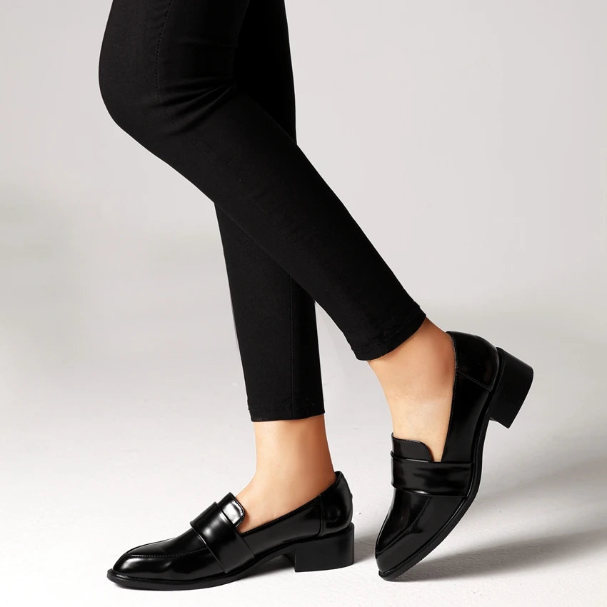 Zapatos de tacón cuadrado de charol para mujer, calzado de oficina, color  negro, para verano, 4,5 CM|Zapatos de tacón de mujer| - AliExpress