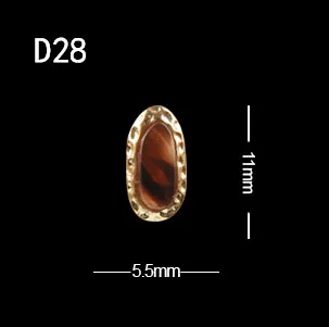 10 шт./лот, японский стиль, полукруглый Янтарь с золотым ободком, имитация камня, украшение для ногтей, стразы - Цвет: D28