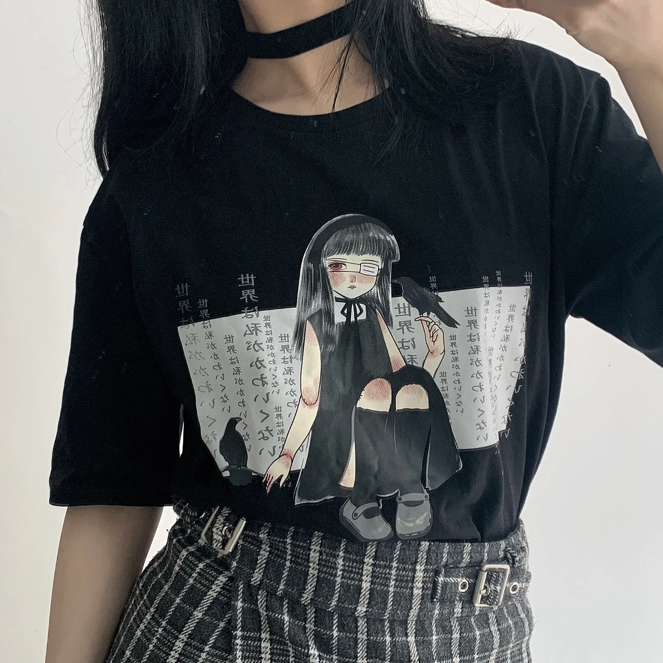 

Neploe Japanese Short Sleeve T-Shirt 2019 Summer Women Tops Cartoon Girl Letters Printed Tee Shirts Black Causal TShirt 52370