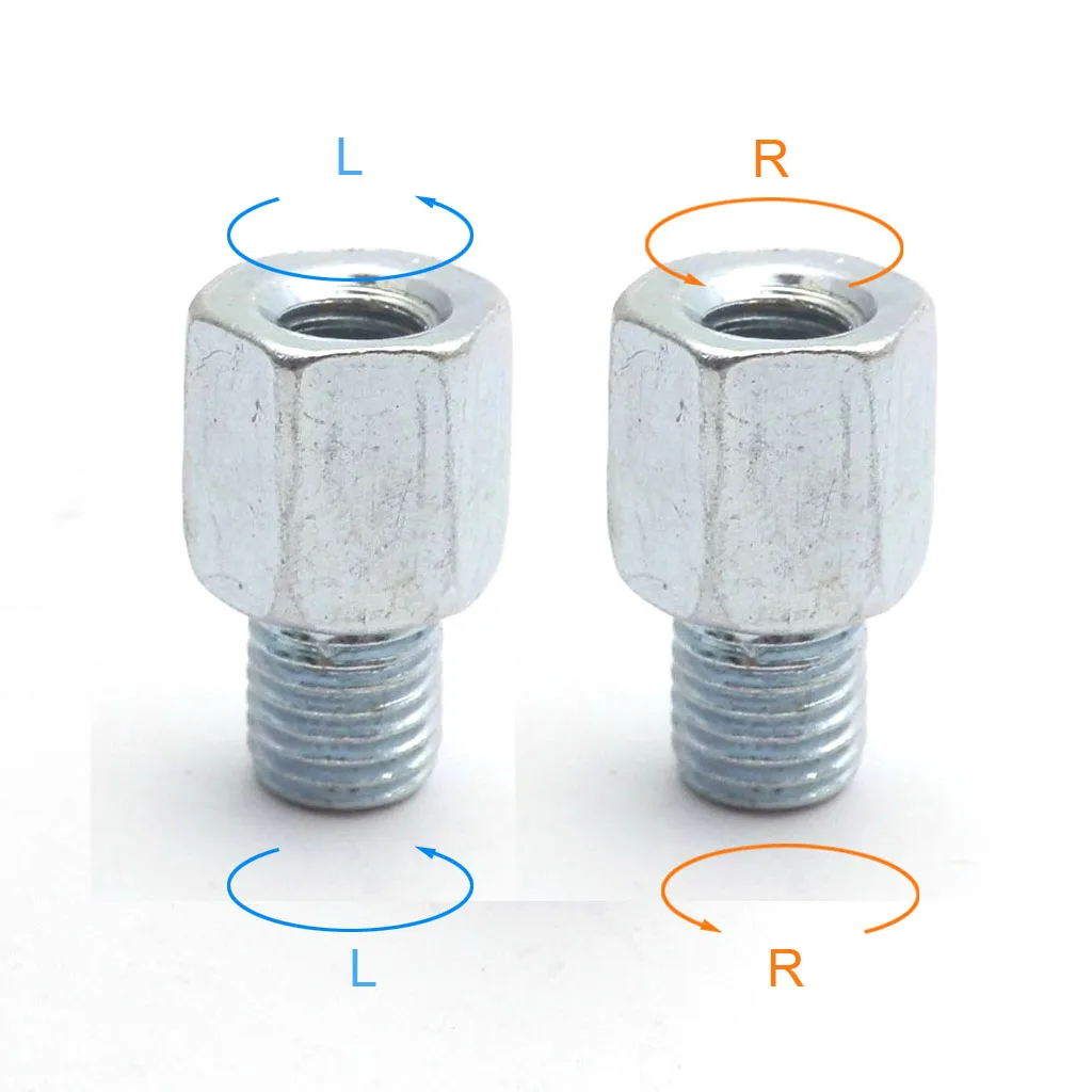 1 пара(2 шт.) скутер мотоцикл зеркало заднего вида адаптеры M10 10 мм правая левая рука резьба изменение винт - Цвет: R-R and L-L