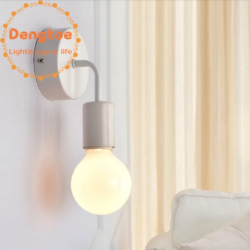

Dengtoe Wall Lamp Light Fixture for Kitchen Bedroom Living Room Bedside Lamp White Black Round Iron Wall Sconces Lighting
