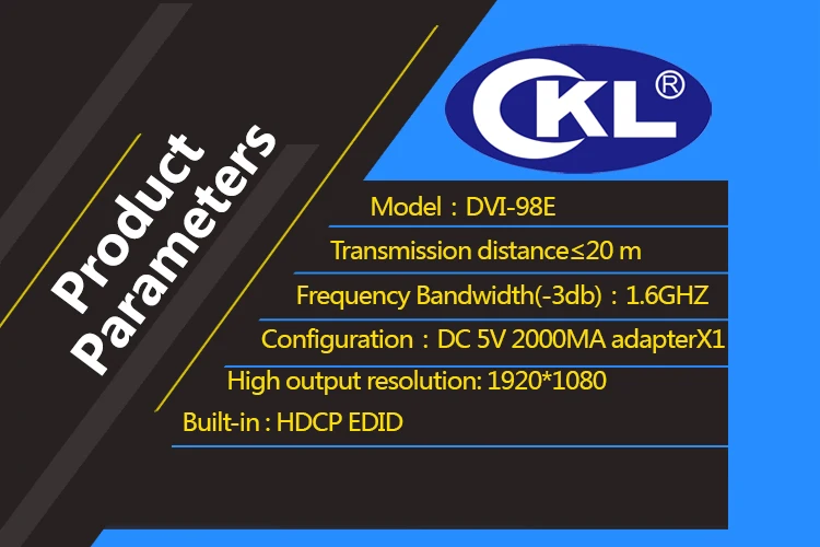 CKL-98E 8 портовый разделитель DVI 1x8 DVI распределительная коробка поддержка 3 уровня Cascadable и OSD