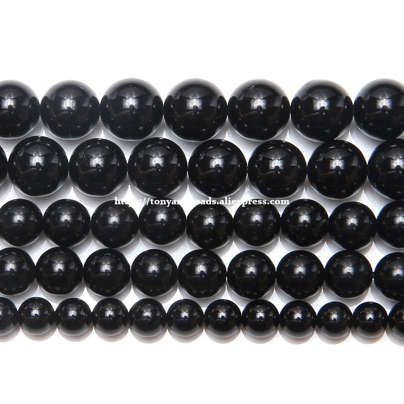 A quality Natural Genuine Black Tourmaline Stone Round Loose Beads 15&quot Strand 6 8 10 12MM Pick Size For Jewelry | Украшения и