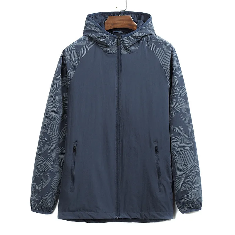 10XL размера плюс новые мужские быстросохнущие кожаные куртки мужские пальто ультра-светильник Повседневная ветровка водонепроницаемая ветрозащитная брендовая одежда - Цвет: Gray